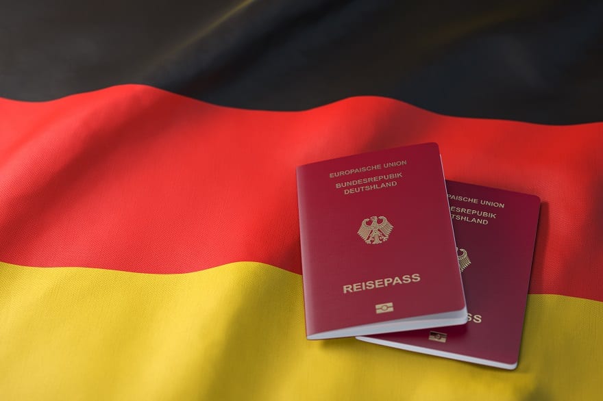 Moving to Germany - passport and flag