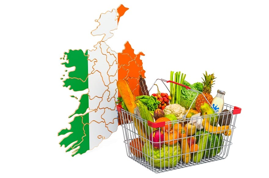 Moving to Ireland - Shopping basket with Irish map